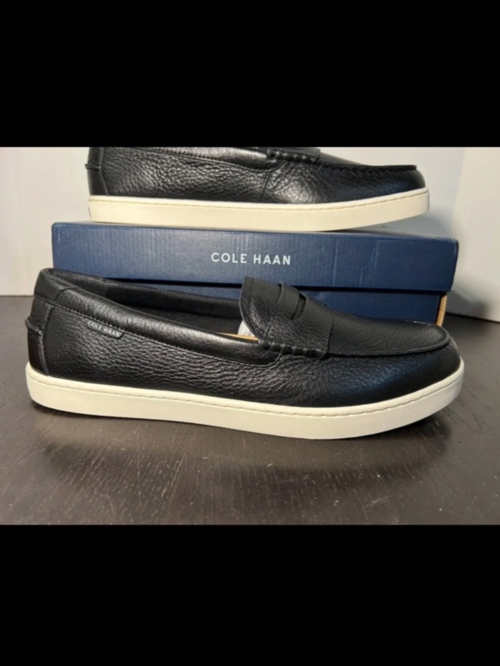 Cole Haan Nantucket Pebbled Leather Penny Loafers Shoes Black Mens Size 13M